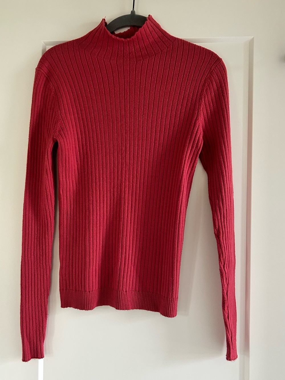 LOFT Ribbed Mock Neck Sweater in Pink